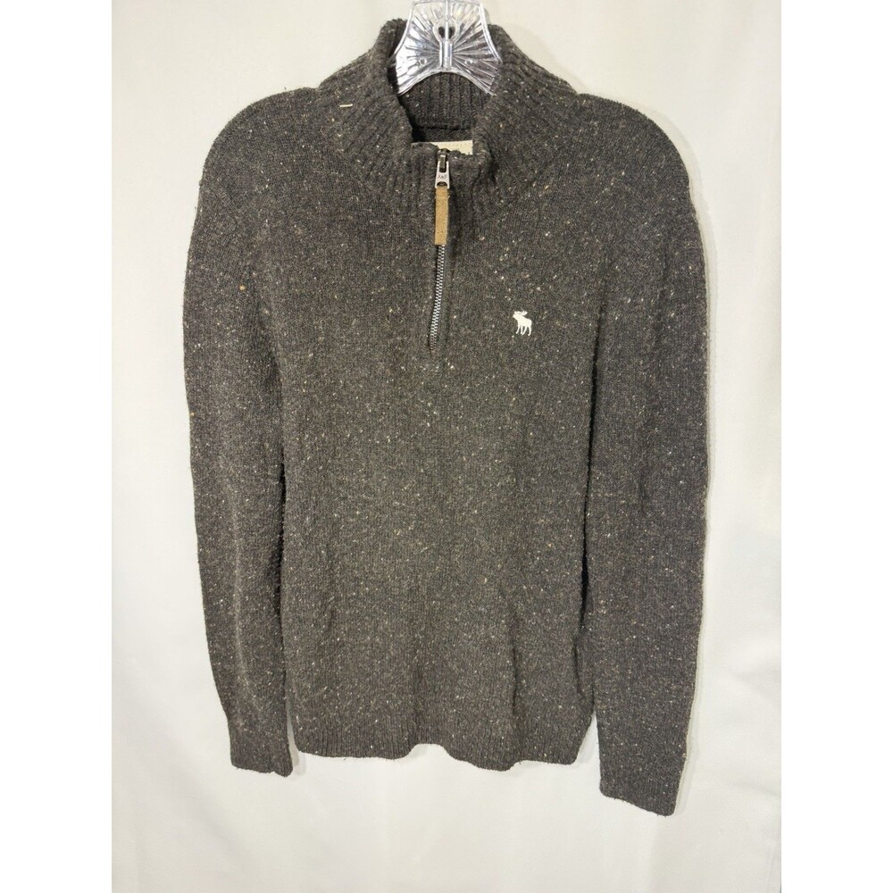 Vintage Abercrombie & Fitch 1/4 Zip Sweater Mens M Wool Blend Preppy Gray